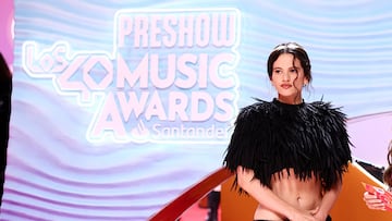 VALENCIA, SPAIN - NOVEMBER 07: Rosalia attends the Los40 Music Awards Santander at Roig Arena on November 07, 2025 in Valencia, Spain. (Photo by Aldara Zarraoa/WireImage)