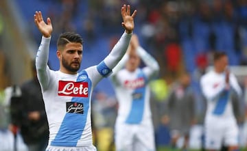 AS Roma v Napoli - Italian Serie A - Olympic stadium, Rome, Italy - 04/03/17 - Napoli's Lorenzo Insigne celebrates at the end of the match against AS Roma.