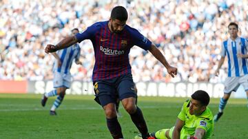 Luis Suárez, autor de un gol del Barça en Anoeta.