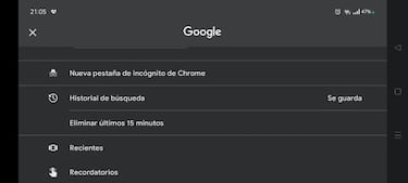 La app de Google a te deja borrar los últimos 15 minutos del historial