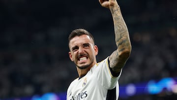 Joselu celebrando su gol ante el Bayern de Múnich