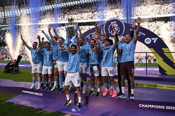 Así celebraron los jugadores del Manchester City el título de la Premier