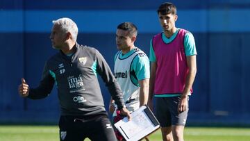 Sangalli, Juanpe y Pellicer, en un entrenamiento del Málaga.