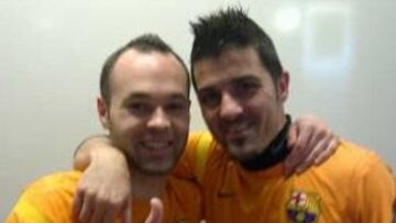 Iniesta y Villa, en la ciudad deportiva del Barcelona.