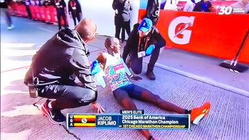 Kiplimo amenaza 25 km a Kiptum… hasta que irrumpe el ‘tío del mazo’