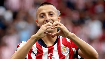 Guadalajara's Roberto Alvarado celebrates after scoring during the Liga MX Apertura tournament football match between Guadalajara and Juarez at the Akron Stadium in Guadalajara, Jalisco State, Mexico, on August 31, 2024. (Photo by ULISES RUIZ / AFP)