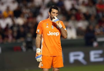 Juventus' goalkeeper Gianluigi Buffon looks on.