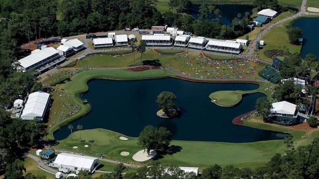 The famous island green at The Players Championship golf course is one of the most iconic in the world of golf and it’s claimed countless water balls.