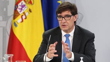 El ministro de Sanidad, Salvador Illa, interviene durante la rueda de prensa posterior a la reunión interministerial conjunta de Educación y Sanidad donde han analizado el inicio del curso escolar. En Madrid, (España), a 24 de septiembre de 2020.
24 SEPTIEMBRE 2020;CELAA;ILLA;SANIDAD;EDUCACION;COVID;CORONAVIRUS
Pool
24/09/2020