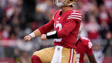 SANTA CLARA, CALIFORNIA - DECEMBER 11: Brock Purdy #13 of the San Francisco 49ers celebrates after scoring a touchdown in the second quarter of the game against the Tampa Bay Buccaneers at Levi's Stadium on December 11, 2022 in Santa Clara, California.   Thearon W. Henderson/Getty Images/AFP (Photo by Thearon W. Henderson / GETTY IMAGES NORTH AMERICA / Getty Images via AFP)