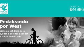 Cartel promocional de la iniciativa de Divertia On Bike junto a la Fundaci&oacute;n S&iacute;ndrome de West para dar visibilidad y luchar contra esta enfermedad.