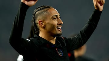 Belgrade (Serbia), 06/11/2024.- Raphinha of Barcelona celebrates after scoring during the UEFA Champions League league phase match between FC Crvena zvezda and FC Barcelona, in Belgrade, Serbia, 06 November 2024. (Liga de Campeones, Belgrado) EFE/EPA/ANDREJ CUKIC