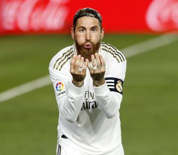 Sergio Ramos celebra el gol que le marcó al Getafe.