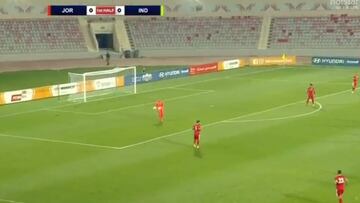 Jordan goalkeeper Shafi scores from his penalty box in India win