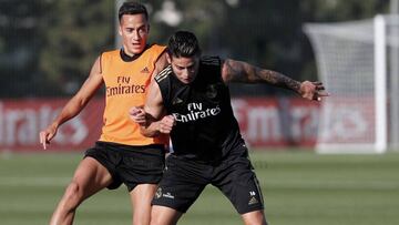 James Rodr&iacute;guez en entreno junto con Lucas Vasquez 