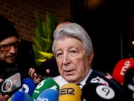 Atlético’s president spoke to the media before the match against Arsenal. He was asked about the state of the pitch and about Julián Álvarez.