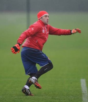 David Ospina se entrena este sábado con el Arsenal en Londres.