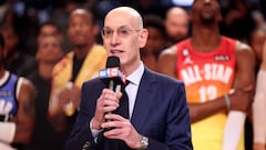 SALT LAKE CITY, UTAH - FEBRUARY 19: NBA Commissioner Adam Silver talks after the 2023 NBA All Star Game between Team Giannis and Team LeBron at Vivint Arena on February 19, 2023 in Salt Lake City, Utah. NOTE TO USER: User expressly acknowledges and agrees that, by downloading and or using this photograph, User is consenting to the terms and conditions of the Getty Images License Agreement.   Tim Nwachukwu/Getty Images/AFP (Photo by Tim Nwachukwu / GETTY IMAGES NORTH AMERICA / Getty Images via AFP)