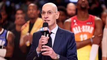 SALT LAKE CITY, UTAH - FEBRUARY 19: NBA Commissioner Adam Silver talks after the 2023 NBA All Star Game between Team Giannis and Team LeBron at Vivint Arena on February 19, 2023 in Salt Lake City, Utah. NOTE TO USER: User expressly acknowledges and agrees that, by downloading and or using this photograph, User is consenting to the terms and conditions of the Getty Images License Agreement.   Tim Nwachukwu/Getty Images/AFP (Photo by Tim Nwachukwu / GETTY IMAGES NORTH AMERICA / Getty Images via AFP)