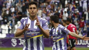 Jaime Mata, celebrando uno de sus 35 goles en la pasada temporada en la Liga 123