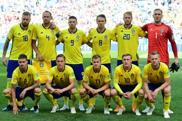 Formación inicial de la selección de Suecia.