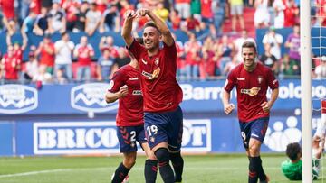 Osasuna celebra uno de sus goles frente al Almería.