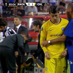 Los fallos de Morata y su enfado al ser sustituido