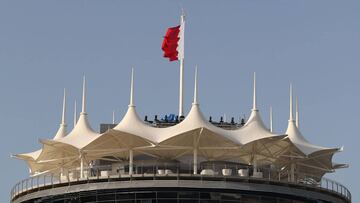 La bandera de Bahréin, en Sakhir.