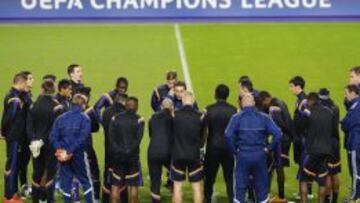 El Anderlecht, durante el entrenamiento.
