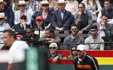 Los jugadores del Villarreal Jaume Costa, Mario Gaspar, Víctor Ruiz y Álvaro, durante el partido entre Rafa Nadal y Kohlschreiber