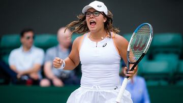 Ane Mintegi del Olmo of Spain in action during the Juniors competition of the 2021 Wimbledon Championships Grand Slam tennis tournament
 AFP7 
 08/07/2021 ONLY FOR USE IN SPAIN