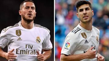 Los jugadores del Real Madrid, Eden Hazard y Marco Asensio.