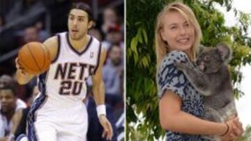 Sasha Vujacic, durante su época en los Nets, y Maria Sharapova.