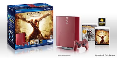 Una PlayStation 3 roja y la saga completa en el pack God of War Legacy Bundle