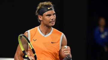 Nadal celebra uno de sus puntos ante Ebden.