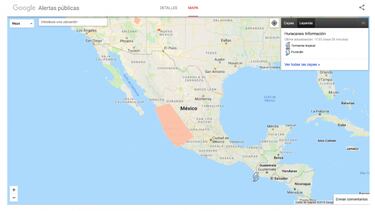 Google activa Alertas Públicas para el huracán Willa
