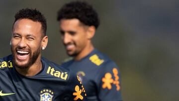 Neymar en un entrenamiento de Brasil.