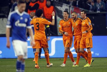 El Madrid sufría siempre que viajaba a Alemania, pero en febrero de 2014, la BBC asoló al Schalke 04 en Gelsenkirchen: los blancos golearon 1-6, con dos goles de cada miembro del tridente ofensivo blanco.