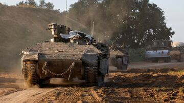 A convoy of Israeli military rolls into Israel from Gaza, amid the ongoing conflict between Israel and the Palestinian Islamist group Hamas, January 5, 2024. REUTERS/Amir Cohen