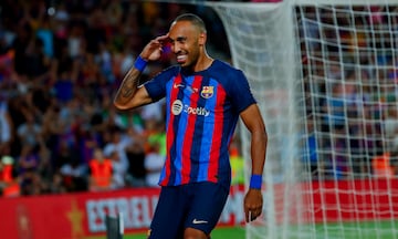 Aubameyang celebra un gol en el Gamper de 2022 