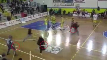 Hooligans invade the court with bats in Italian basketball match