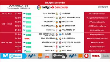 El Real Madrid-Eibar se jugará el viernes 13 de marzo, a las 21:00h.