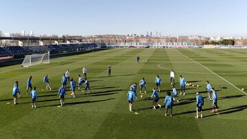 El Real Madrid, entrenando en Valdebebas.