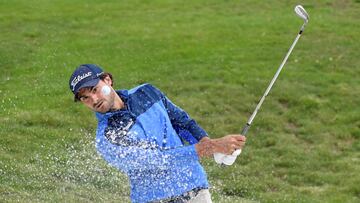 Clement Sordet of France watches his bunker shot on 18th hole during the first round of Nordea Masters at Hills Golf Club, Gothenburg, Sweden August 16, 2018. TT News Agency/Anders Wiklund/via REUTERS     ATTENTION EDITORS - THIS IMAGE WAS PROVIDED BY A THIRD PARTY. SWEDEN OUT. NO COMMERCIAL OR EDITORIAL SALES IN SWEDEN.