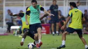 Messi, bajo la tormenta en el estadio Rajamangala.