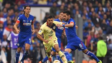 Acción del partido entre Cruz Azul y América, Final del 2018.