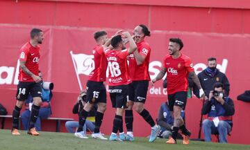 Los jugadores del Mallorca celebrando el gol 1-0