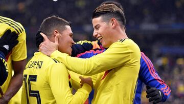 James Rodr&iacute;guez y Juan Fernando Quintero en el amistoso ante la Selecci&oacute;n de Francia.