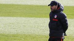 Simeone, en el entrenamiento del Atl&eacute;tico