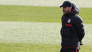 Simeone, en el entrenamiento del Atlético